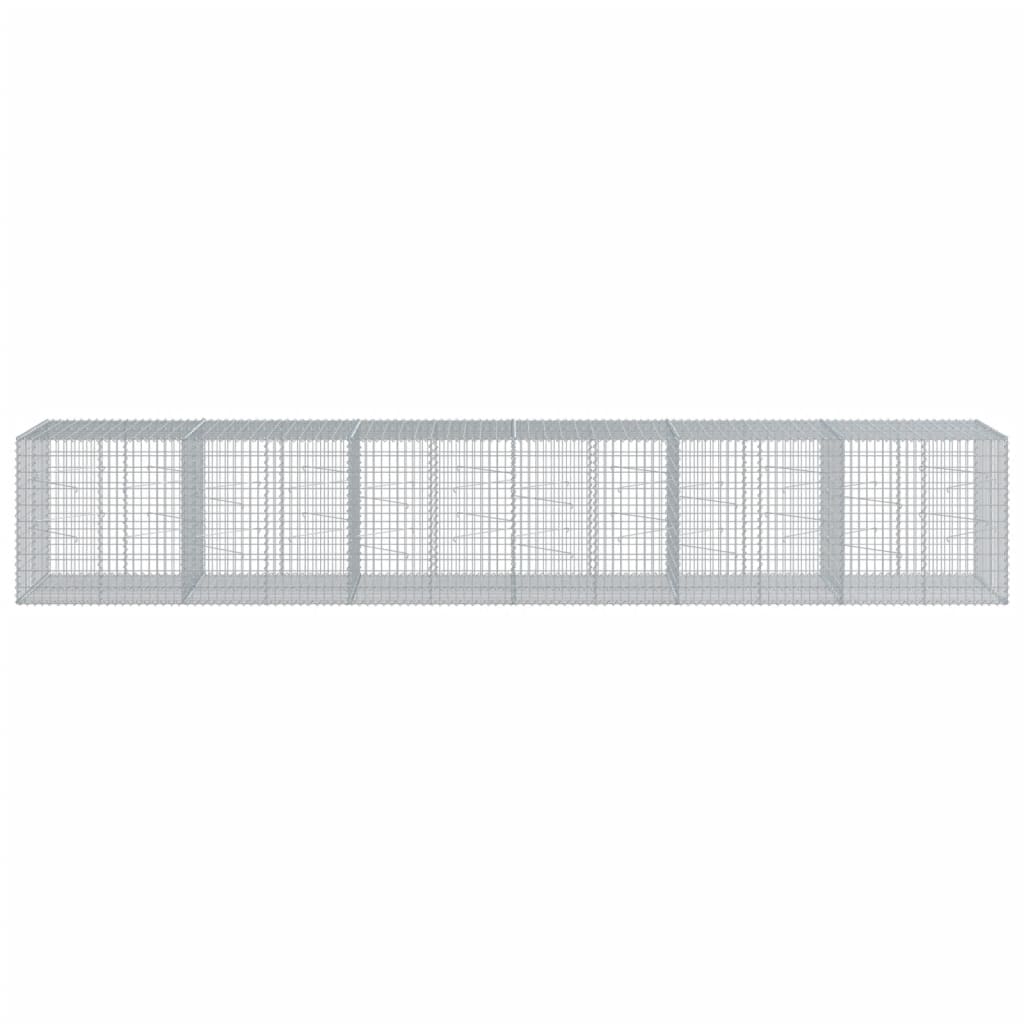 vidaXL Kosz gabionowy z pokrywą, 600x100x100 cm, galwanizowane żelazo