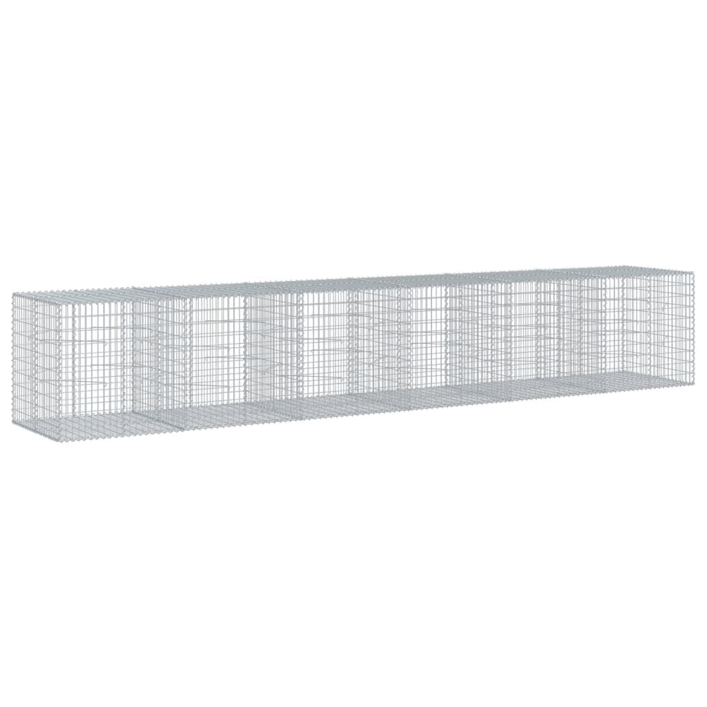 vidaXL Kosz gabionowy z pokrywą, 600x100x100 cm, galwanizowane żelazo