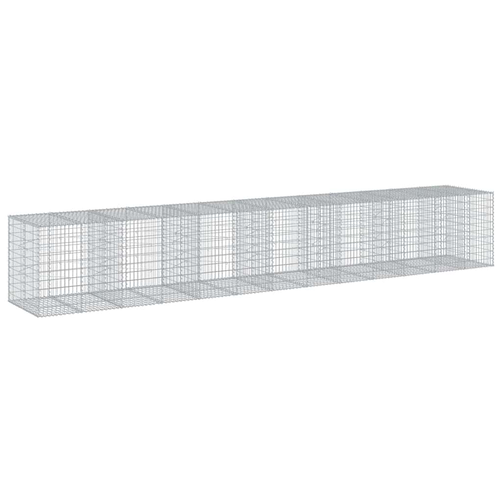 vidaXL Kosz gabionowy z pokrywą, 650x100x100 cm, galwanizowane żelazo