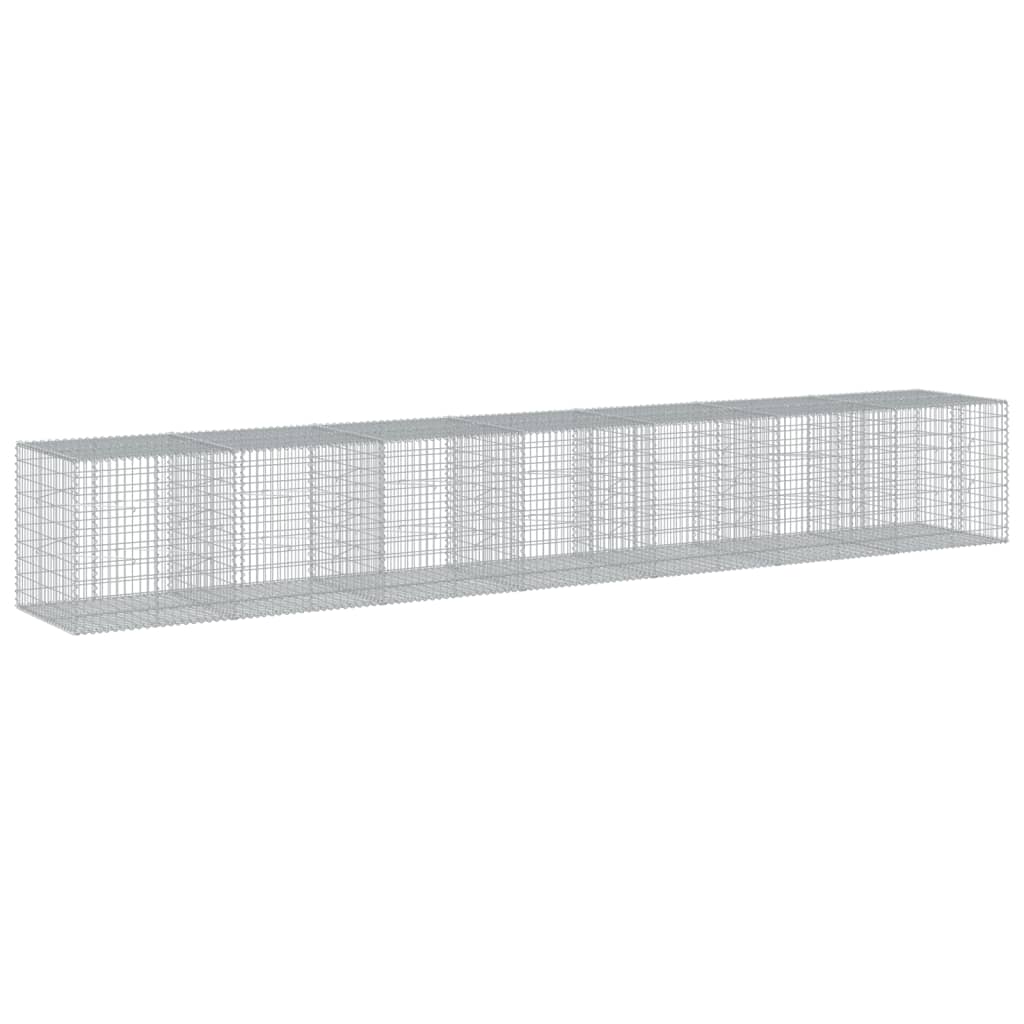 vidaXL Kosz gabionowy z pokrywą, 700x100x100 cm, galwanizowane żelazo
