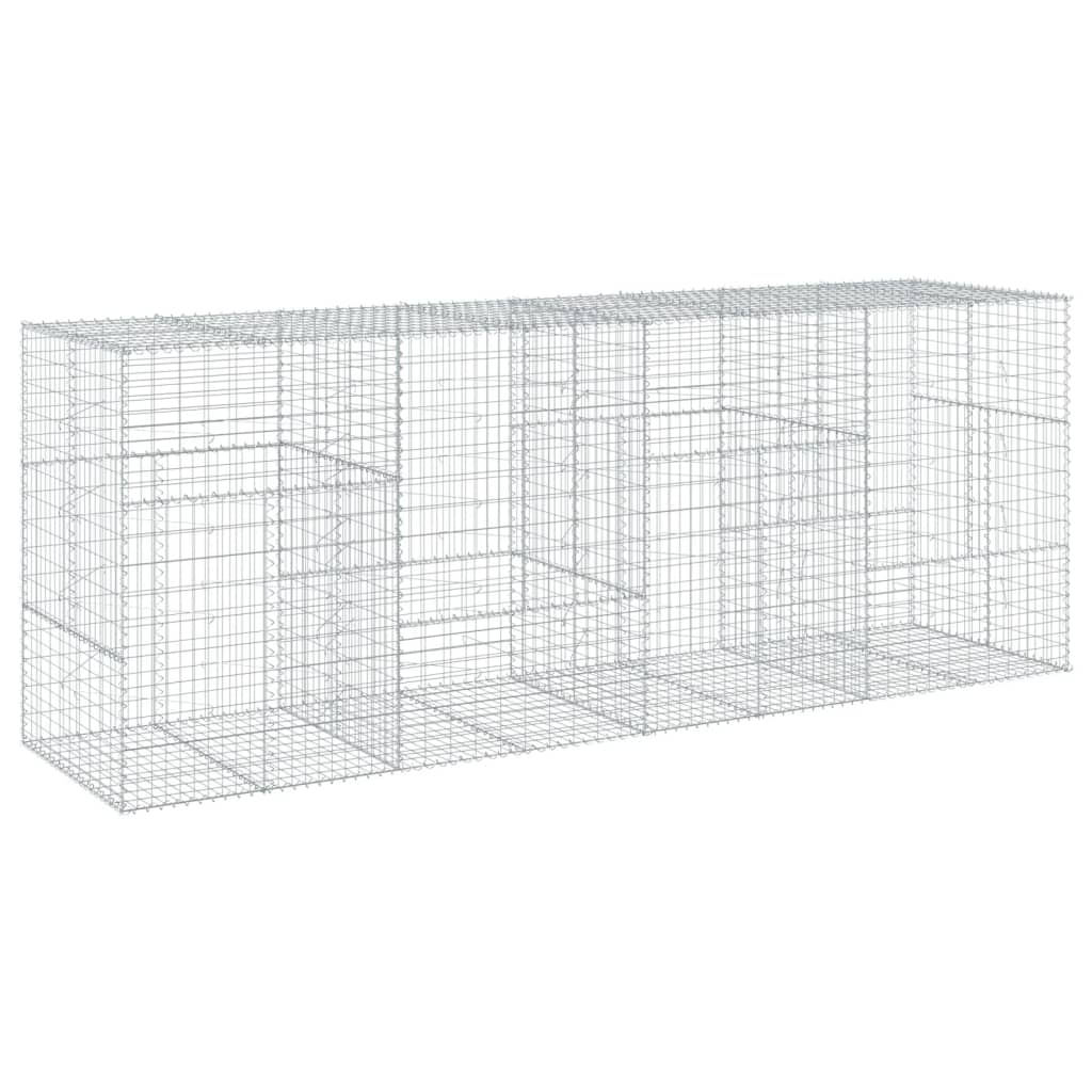 vidaXL Kosz gabionowy z pokrywą, 400x100x150 cm, galwanizowane żelazo