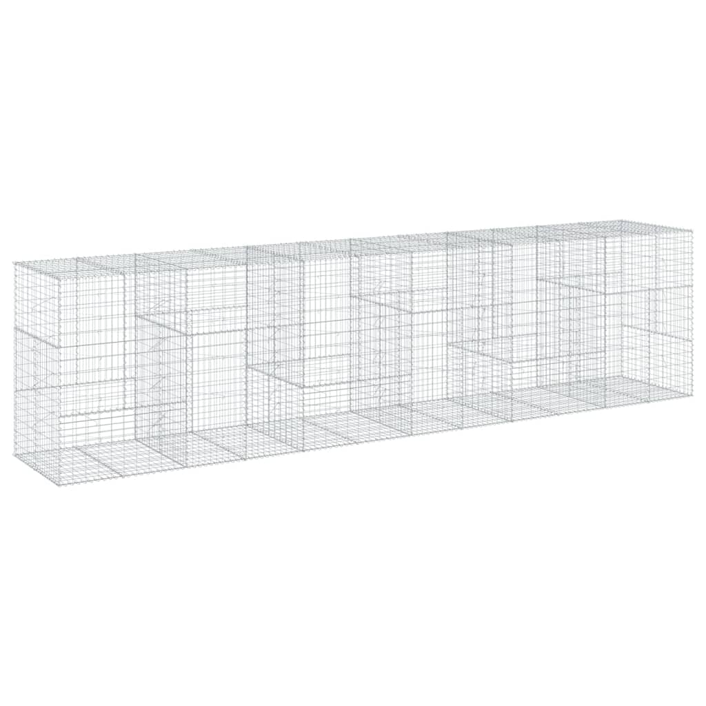 vidaXL Kosz gabionowy z pokrywą, 600x100x150 cm, galwanizowane żelazo