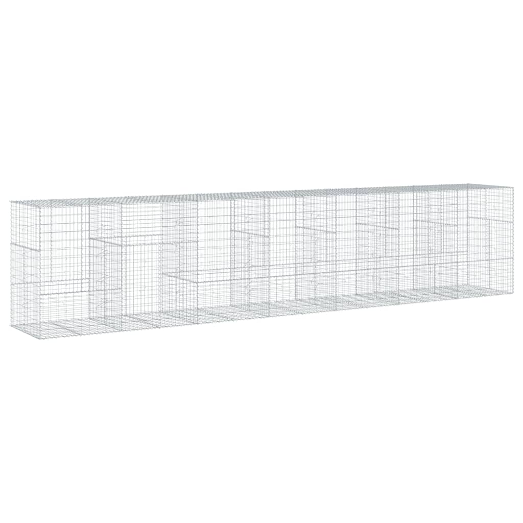 vidaXL Kosz gabionowy z pokrywą, 700x100x150 cm, galwanizowane żelazo