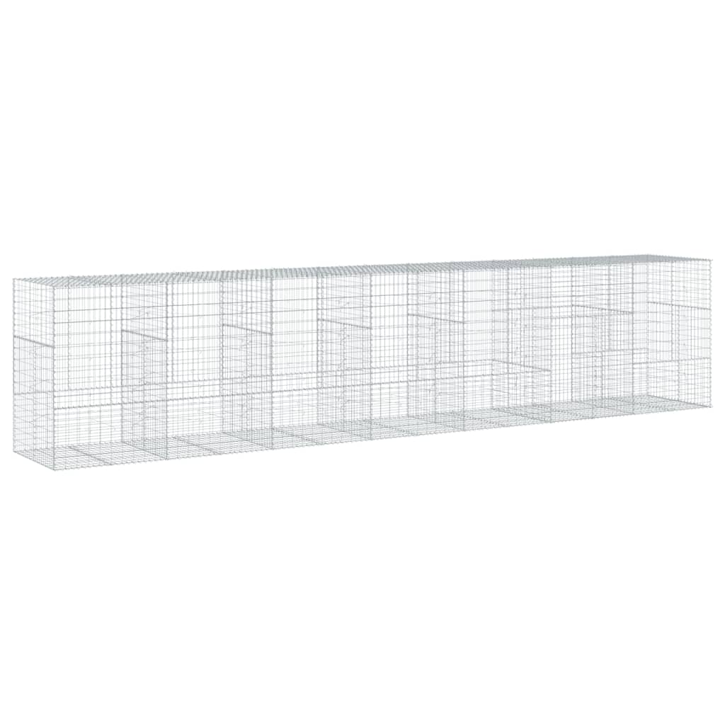 vidaXL Kosz gabionowy z pokrywą, 700x100x150 cm, galwanizowane żelazo