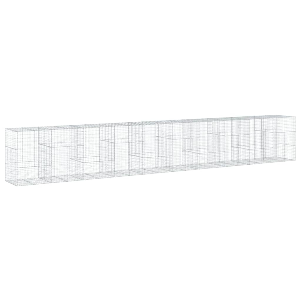vidaXL Kosz gabionowy z pokrywą, 1000x100x150 cm, galwanizowane żelazo