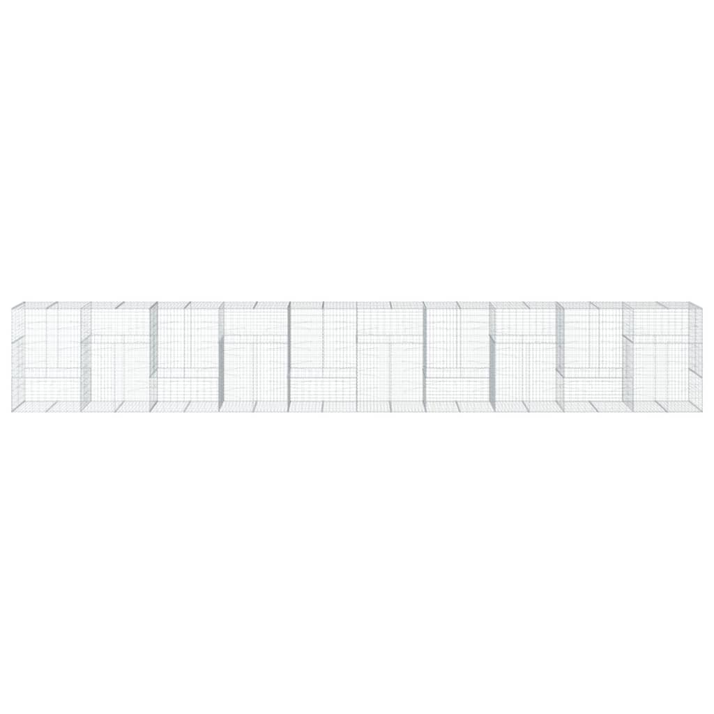 vidaXL Kosz gabionowy z pokrywą, 1000x100x150 cm, galwanizowane żelazo