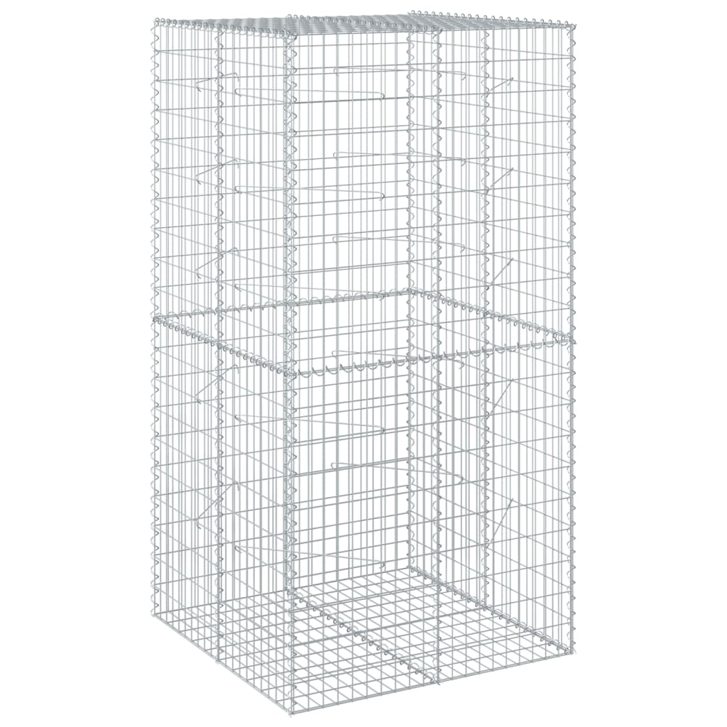 vidaXL Kosz gabionowy z pokrywą, 100x100x200 cm, galwanizowane żelazo