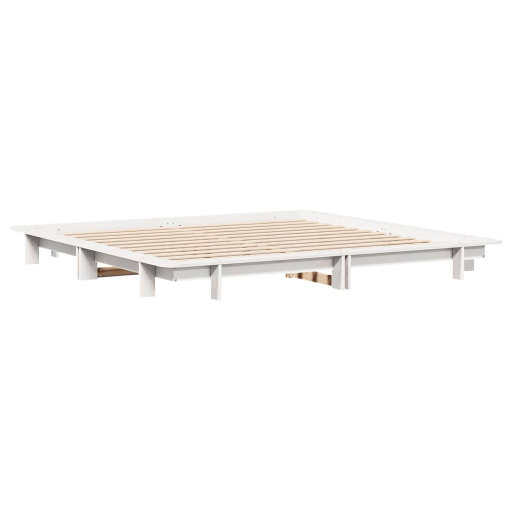 vidaXL Rama łóżka bez materaca, biała, 160x200 cm, lite drewno sosnowe