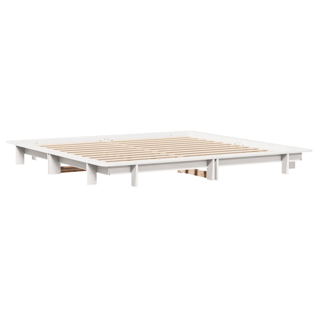 vidaXL Rama łóżka bez materaca, biała, 160x200 cm, lite drewno sosnowe