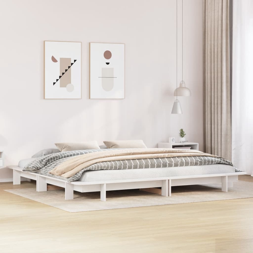 vidaXL Rama łóżka bez materaca, biała, 160x200 cm, lite drewno sosnowe