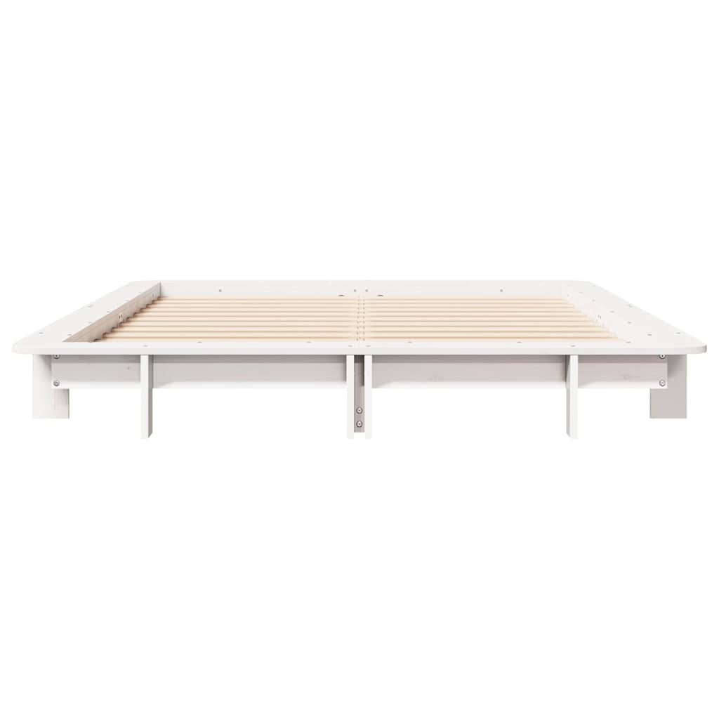 vidaXL Rama łóżka bez materaca, biała, 150x200 cm, lite drewno sosnowe