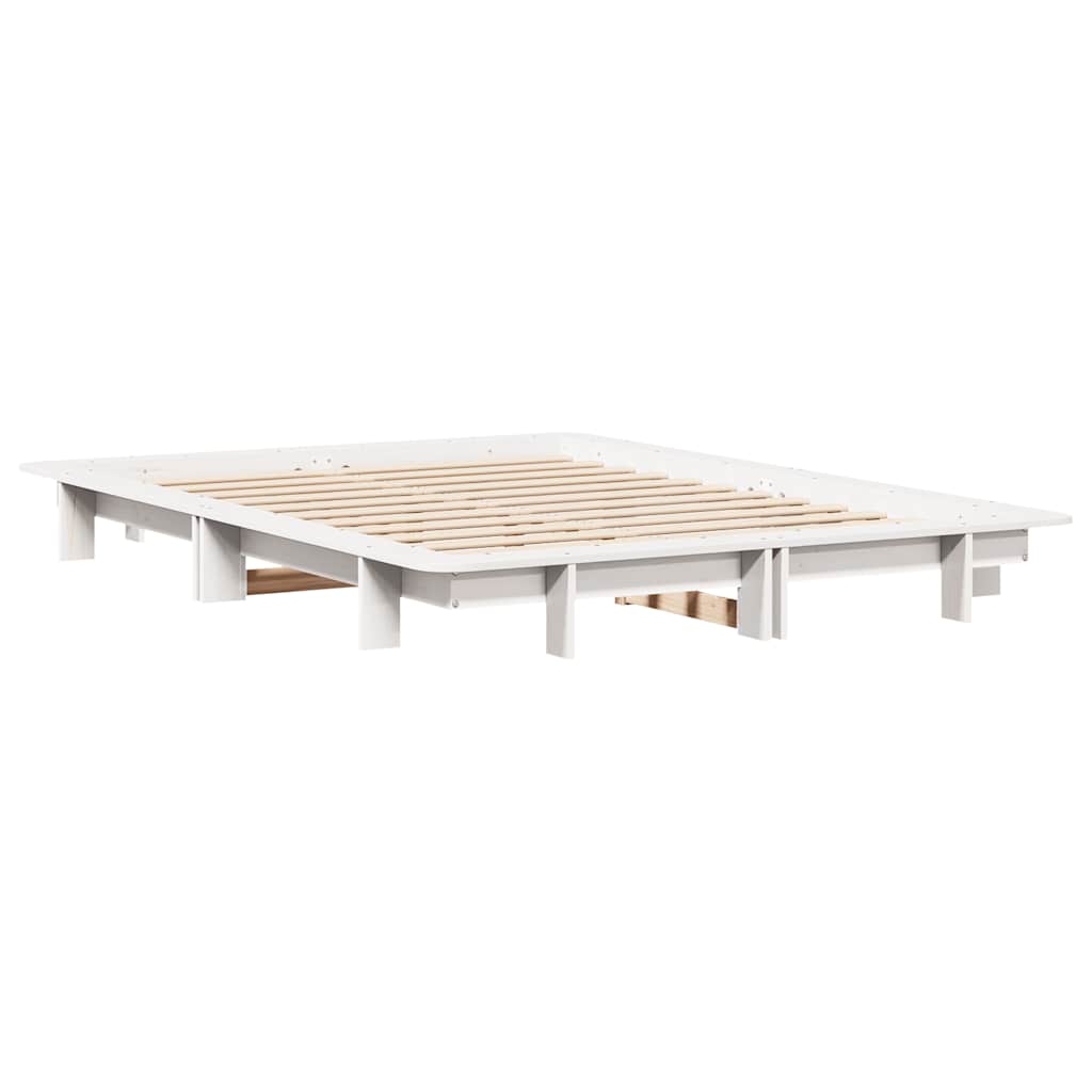 vidaXL Rama łóżka bez materaca, biała, 150x200 cm, lite drewno sosnowe