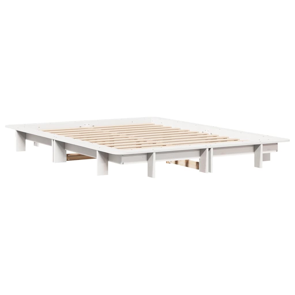 vidaXL Rama łóżka bez materaca, biała, 140x200 cm, lite drewno sosnowe