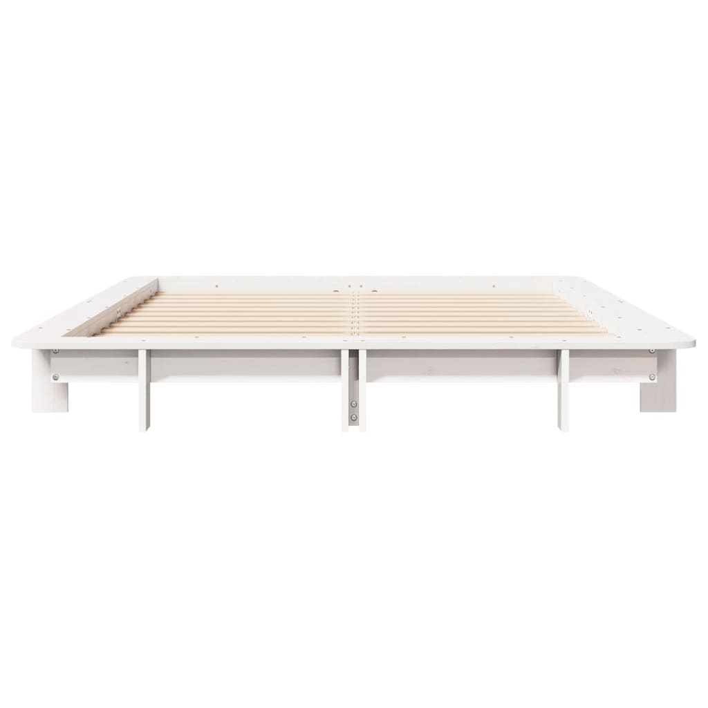vidaXL Rama łóżka bez materaca, biała, 135x190 cm, lite drewno sosnowe