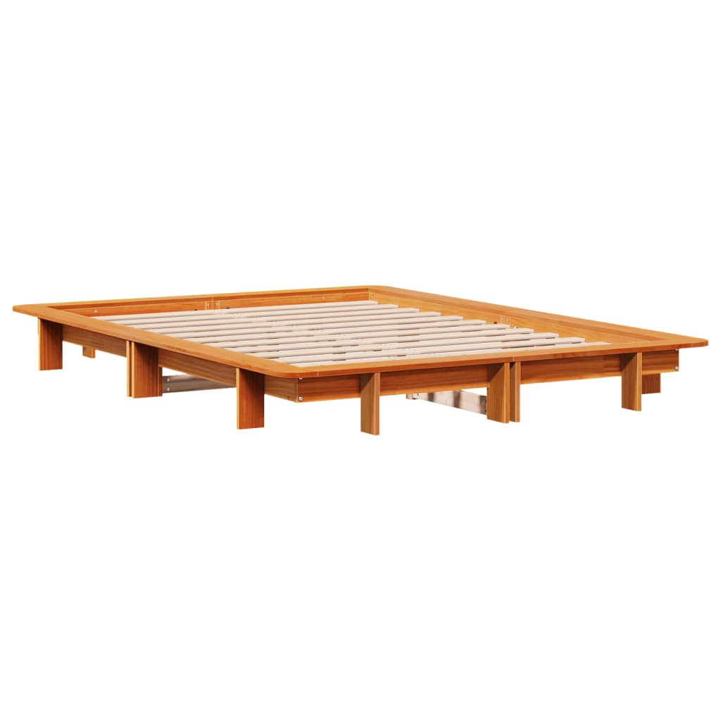 vidaXL Rama łóżka bez materaca, woskowy brąz, 135x190 cm, lita sosna