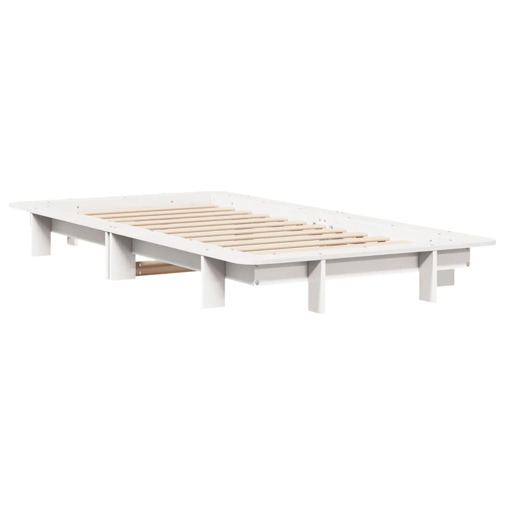 vidaXL Rama łóżka bez materaca, biała, 90x190 cm, lite drewno sosnowe