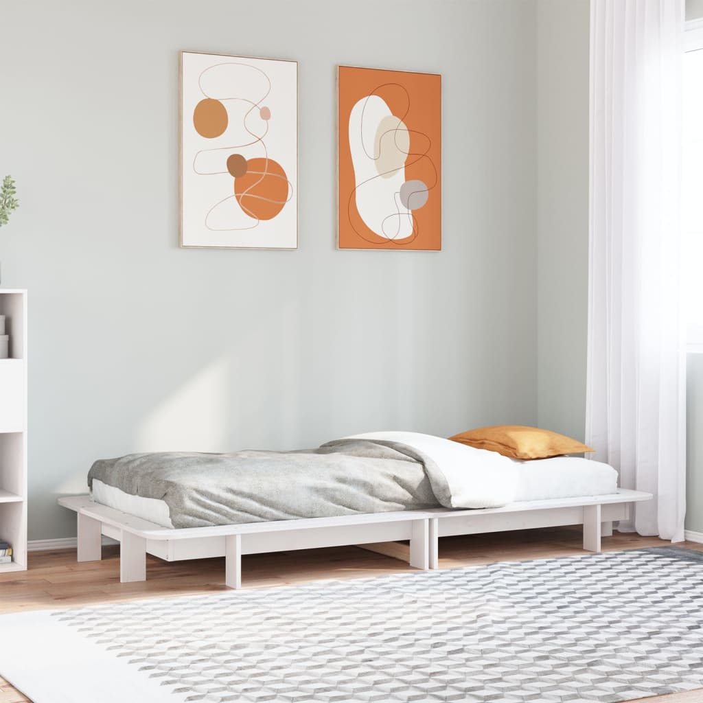 vidaXL Rama łóżka bez materaca, biała, 90x190 cm, lite drewno sosnowe