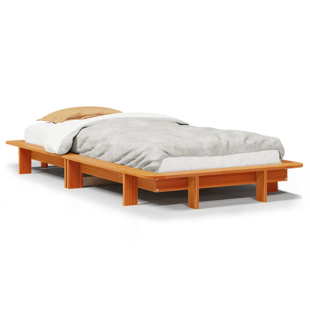vidaXL Rama łóżka bez materaca, woskowy brąz, 75x190 cm, sosnowa