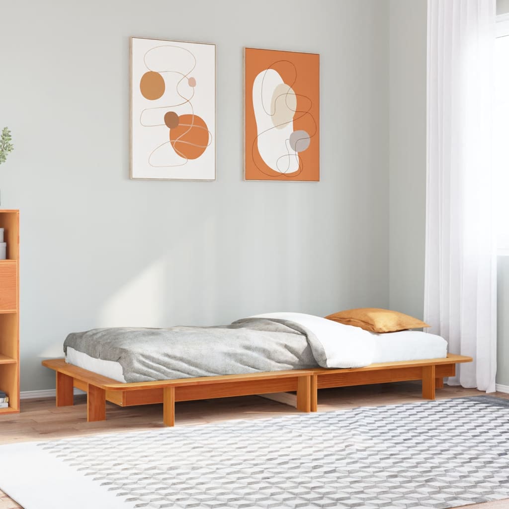 vidaXL Rama łóżka bez materaca, woskowy brąz, 75x190 cm, sosnowa