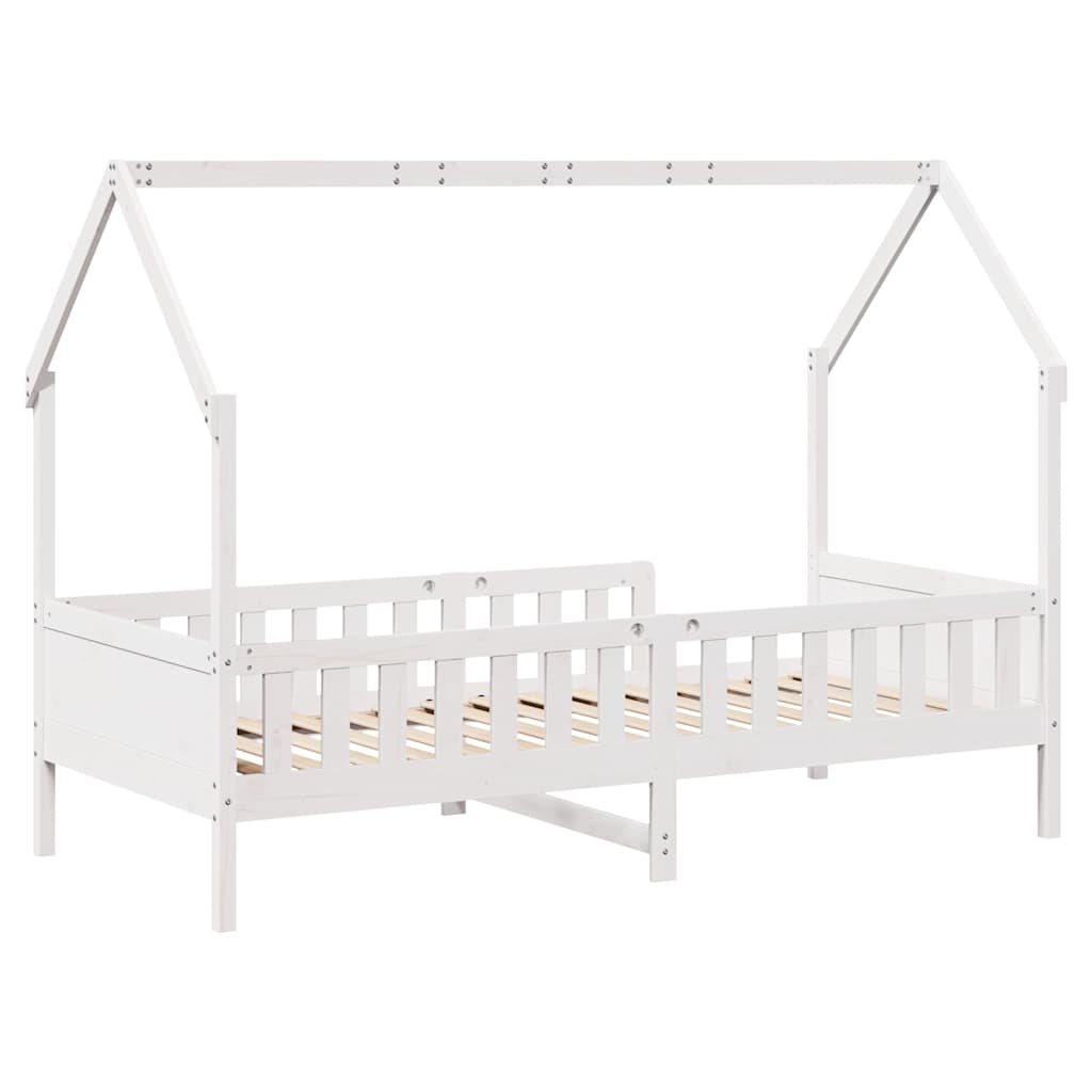 vidaXL Rama łóżka dziecięcego z domkiem, biała, 90x200 cm, sosnowa