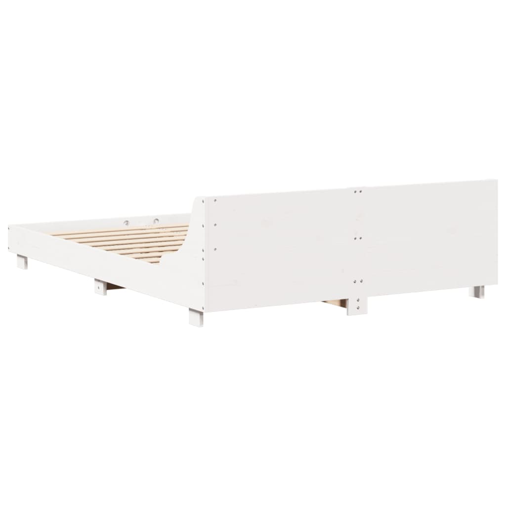 vidaXL Rama łóżka bez materaca, biała, 140x200 cm, lite drewno sosnowe