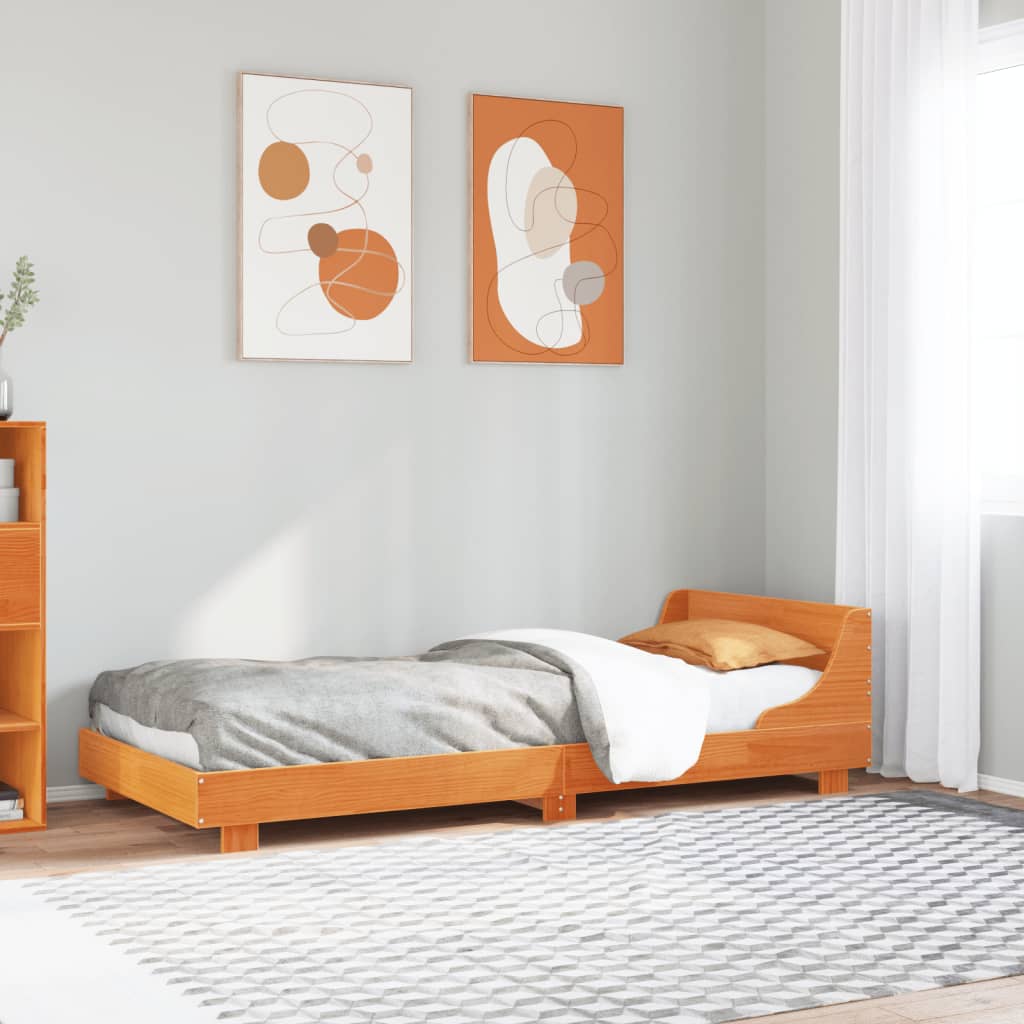 vidaXL Rama łóżka bez materaca, woskowy brąz, 90x200 cm, lita sosna