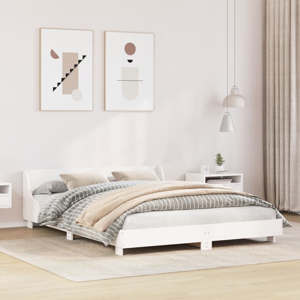 vidaXL Rama łóżka bez materaca, biała, 140x190 cm, lite drewno sosnowe