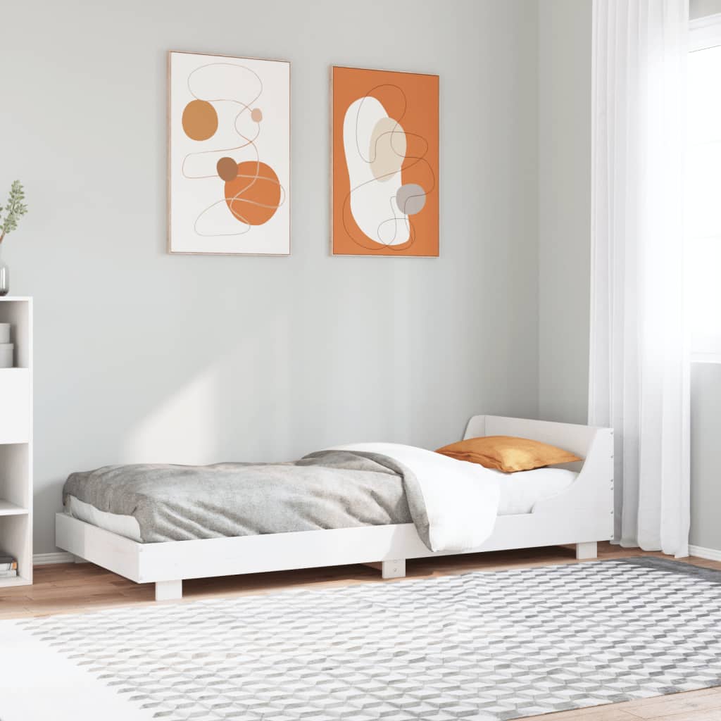 vidaXL Rama łóżka bez materaca, biała, 90x190 cm, lite drewno sosnowe