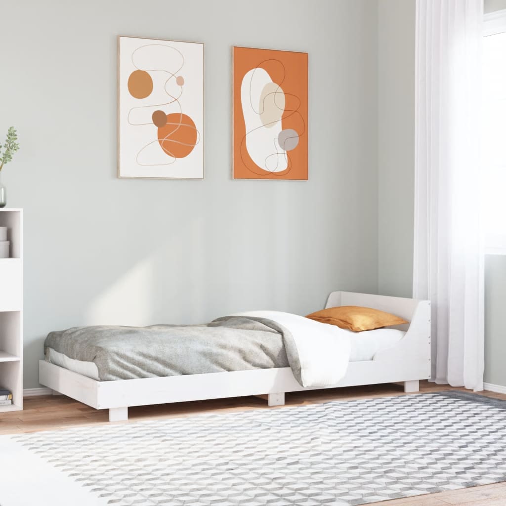 vidaXL Rama łóżka bez materaca, biała, 75x190 cm, lite drewno sosnowe