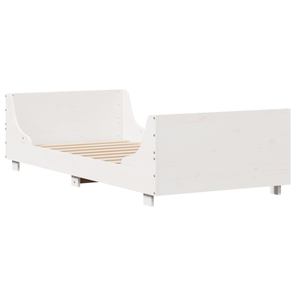 vidaXL Rama łóżka bez materaca, biała, 100x200 cm, lite drewno sosnowe