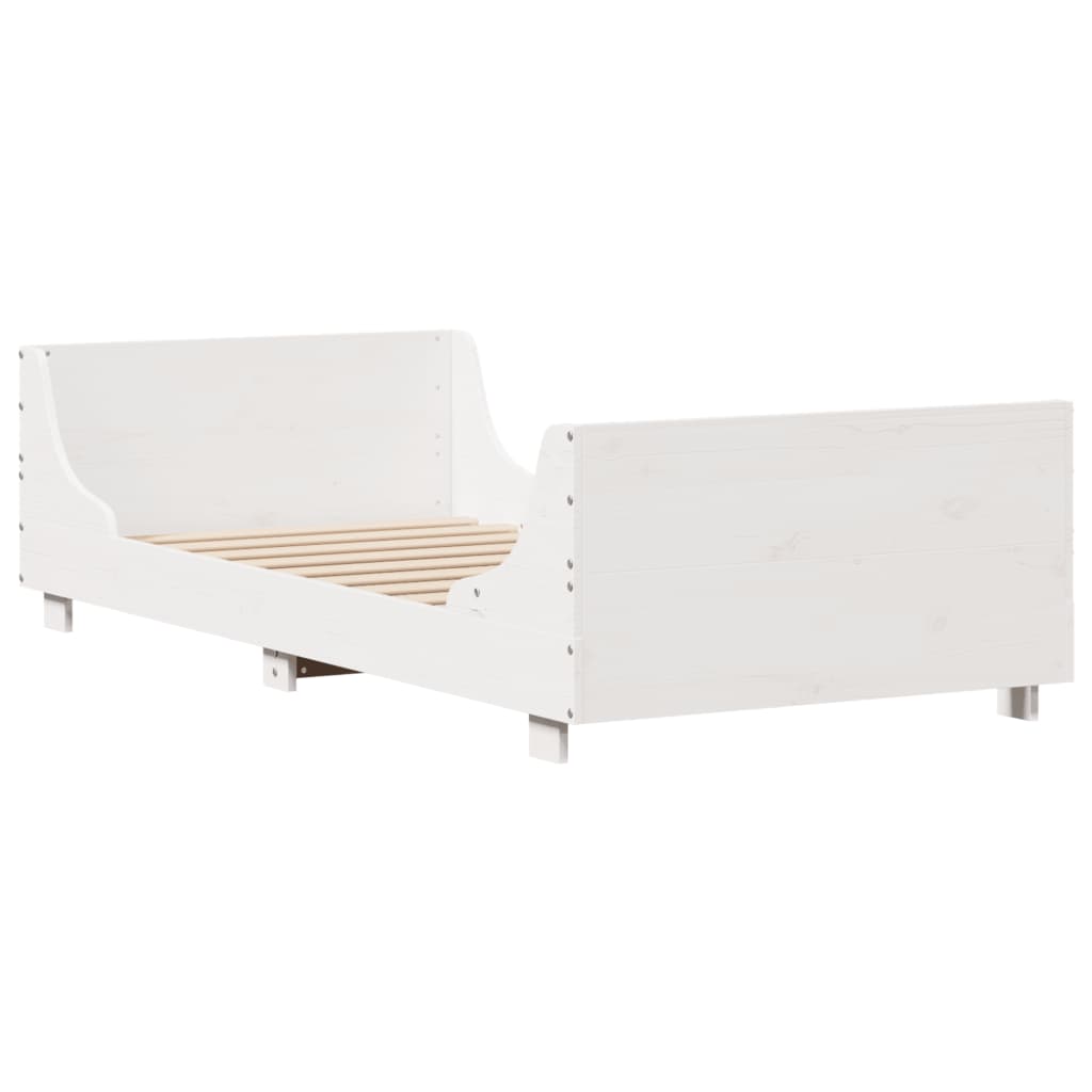 vidaXL Rama łóżka bez materaca, biała, 100x200 cm, lite drewno sosnowe