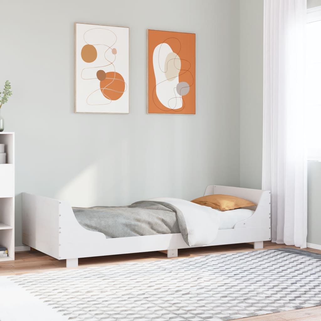 vidaXL Rama łóżka bez materaca, biała, 100x200 cm, lite drewno sosnowe