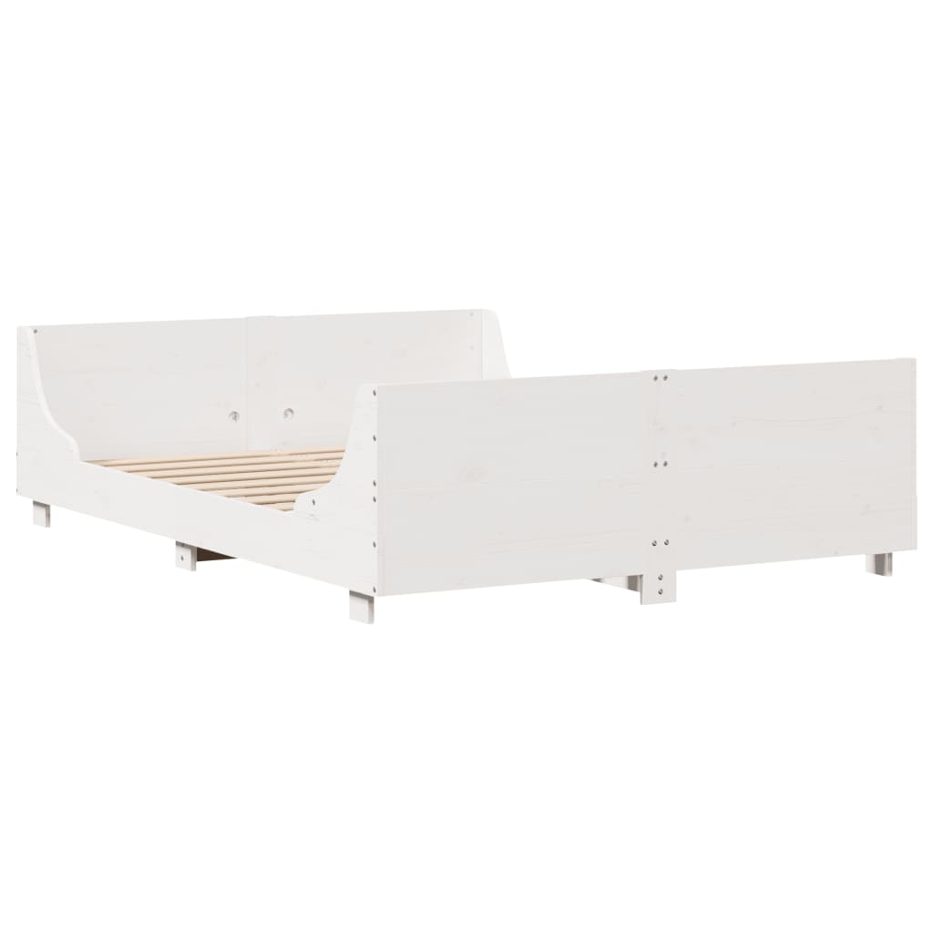vidaXL Rama łóżka bez materaca, biała, 120x190 cm, lite drewno sosnowe