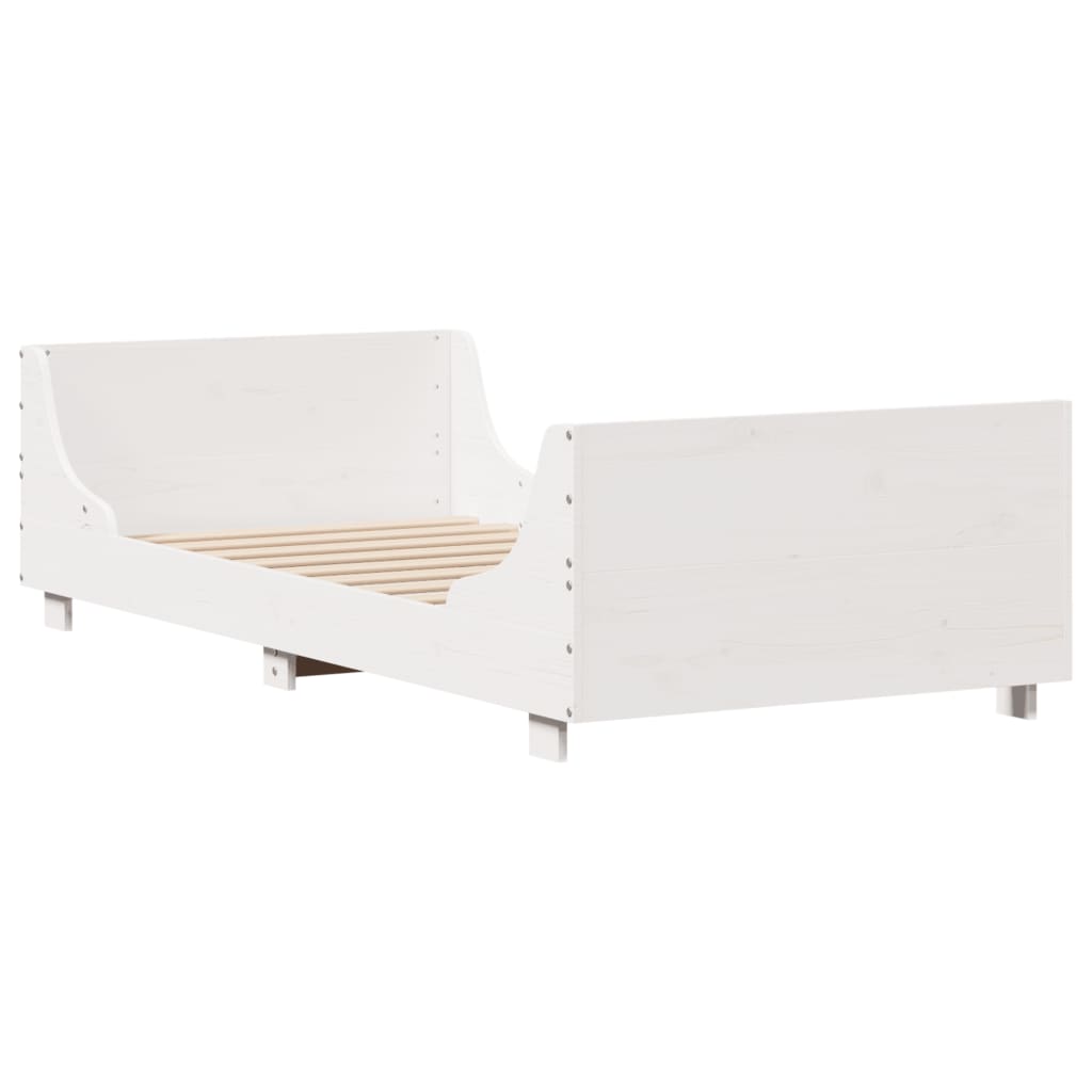 vidaXL Rama łóżka bez materaca, biała, 75x190 cm, lite drewno sosnowe