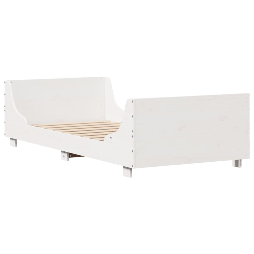vidaXL Rama łóżka bez materaca, biała, 75x190 cm, lite drewno sosnowe