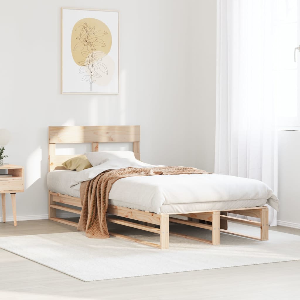 vidaXL Rama łóżka bez materaca, 75x190 cm, lite drewno sosnowe