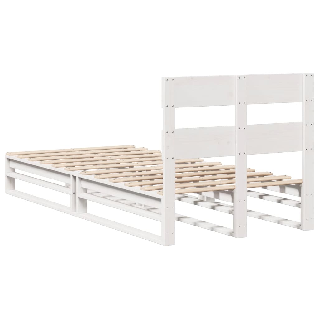 vidaXL Rama łóżka bez materaca, biała, 75x190 cm, lite drewno sosnowe