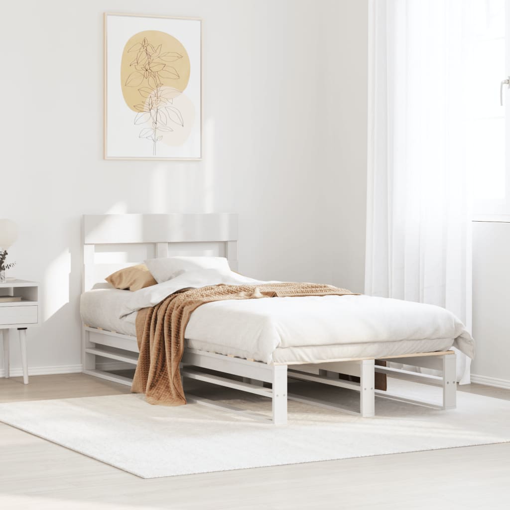 vidaXL Rama łóżka bez materaca, biała, 90x190 cm, lite drewno sosnowe