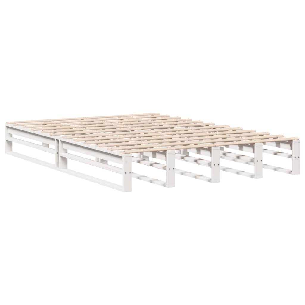 vidaXL Rama łóżka bez materaca, biała, 140x200 cm, lite drewno sosnowe