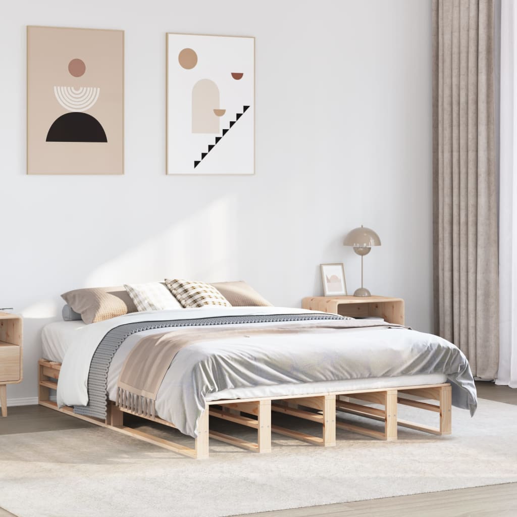vidaXL Rama łóżka bez materaca, 150x200 cm, lite drewno sosnowe