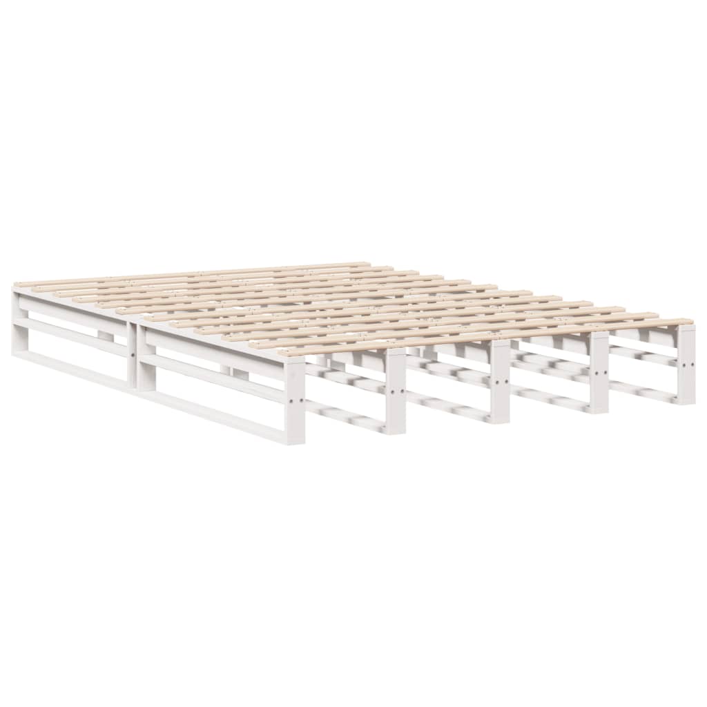 vidaXL Rama łóżka bez materaca, biała, 150x200 cm, lite drewno sosnowe
