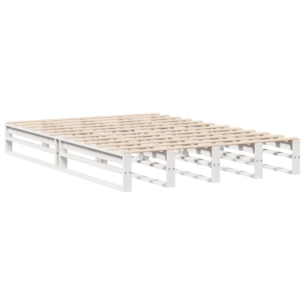 vidaXL Rama łóżka bez materaca, biała, 160x200 cm, lite drewno sosnowe