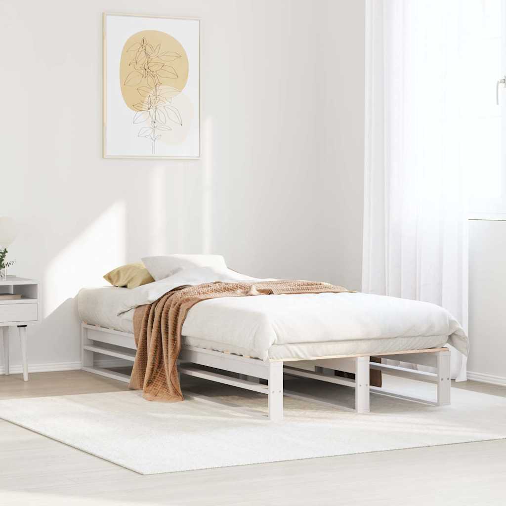 vidaXL Rama łóżka bez materaca, biała, 75x190 cm, lite drewno sosnowe
