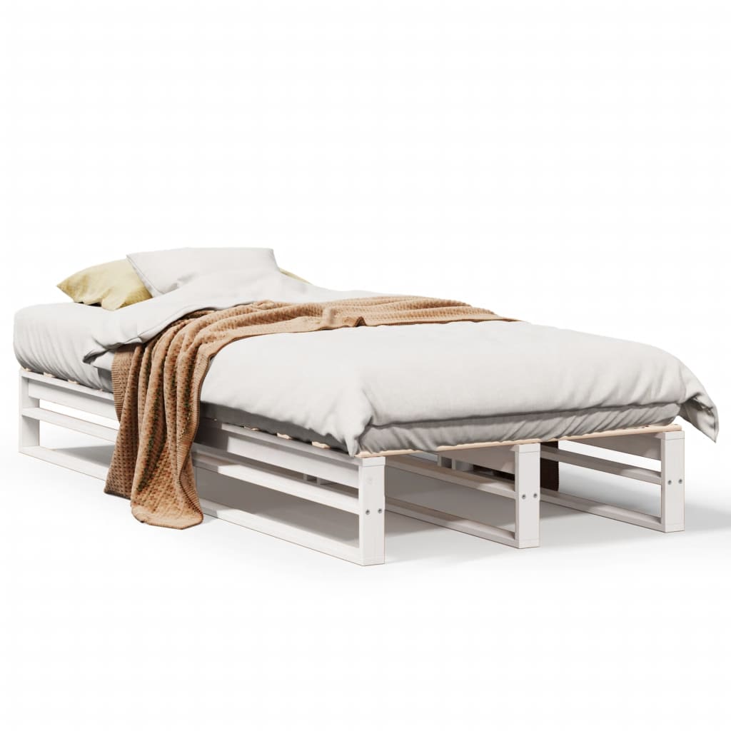 vidaXL Rama łóżka bez materaca, biała, 90x190 cm, lite drewno sosnowe