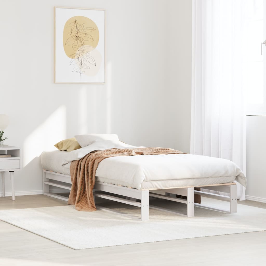 vidaXL Rama łóżka bez materaca, biała, 90x190 cm, lite drewno sosnowe