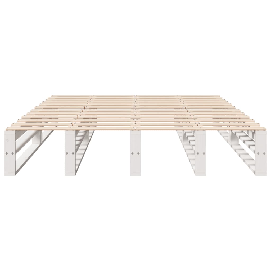 vidaXL Rama łóżka bez materaca, biała, 140x190 cm, lite drewno sosnowe