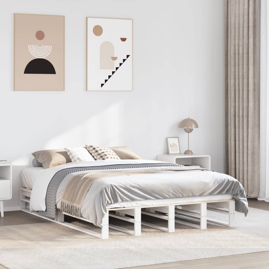 vidaXL Rama łóżka bez materaca, biała, 140x190 cm, lite drewno sosnowe