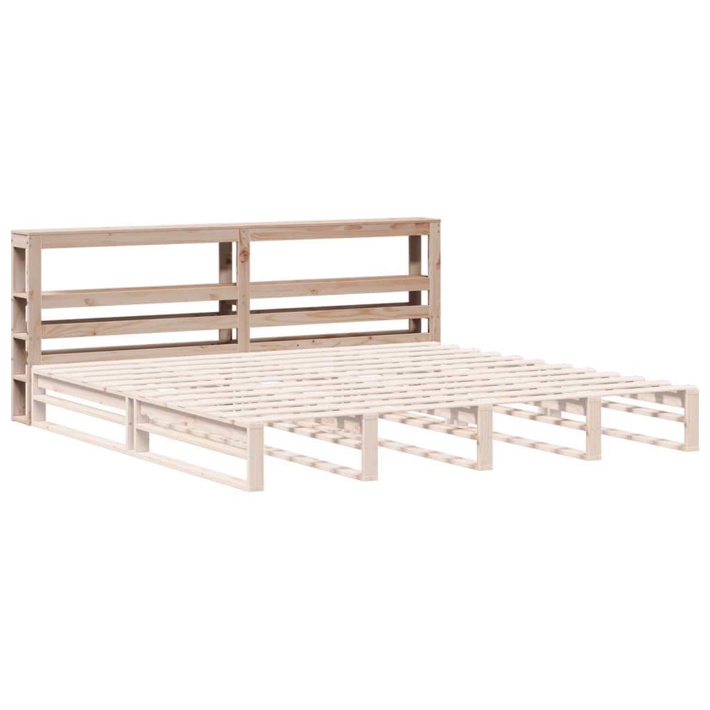 vidaXL Wezgłowie do łóżka, z półkami, 200 cm, lite drewno sosnowe