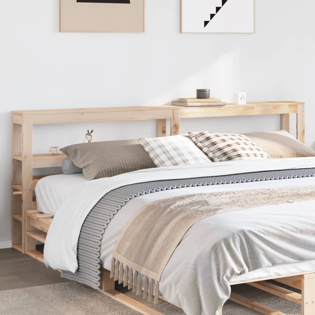 vidaXL Wezgłowie do łóżka, z półkami, 200 cm, lite drewno sosnowe