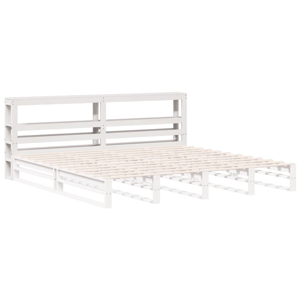 vidaXL Wezgłowie do łóżka, z półkami, białe, 200 cm, drewno sosnowe